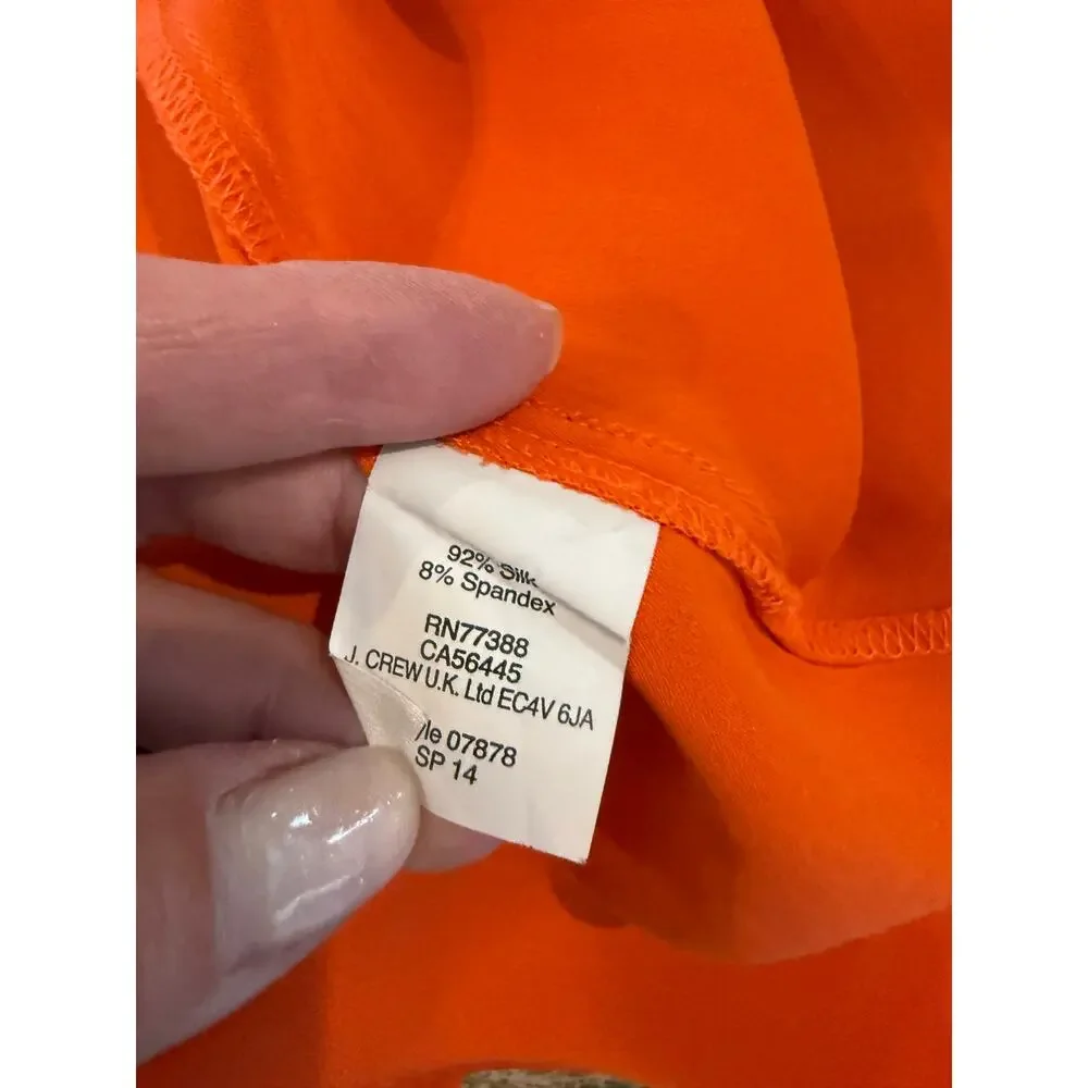 J Crew Silk Button Down Shirt Tangerine Orange 6